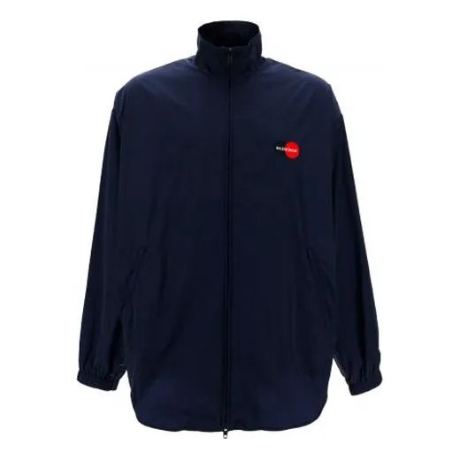 Куртка Men's Balenciaga Logo Zipper Stand Collar Jacket Blue, синий