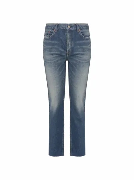 Прямые джинсы с рваным эффектом Saint Laurent
