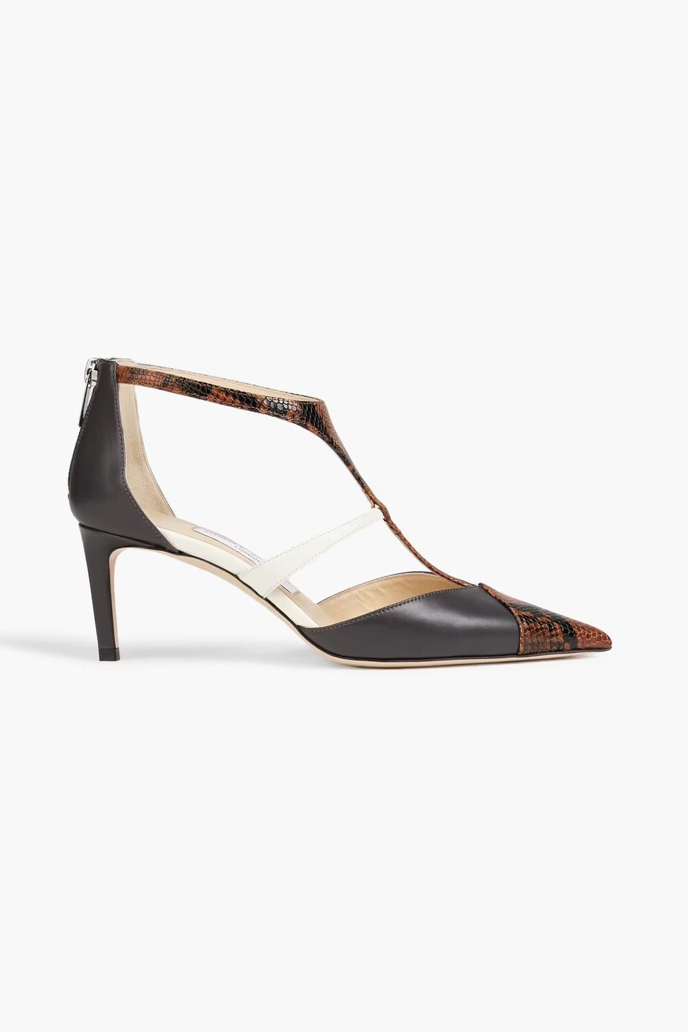 Туфли Saoni 65 из гладкой кожи со змеиным эффектом Jimmy Choo, антрацит