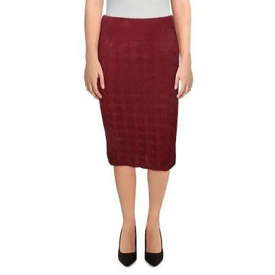 Почти знаменитая женская красная трикотажная юбка-карандаш ниже колена с отделкой в рубчик S BHFO 7625