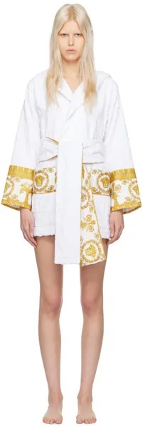 Белый короткий халат Versace Underwear