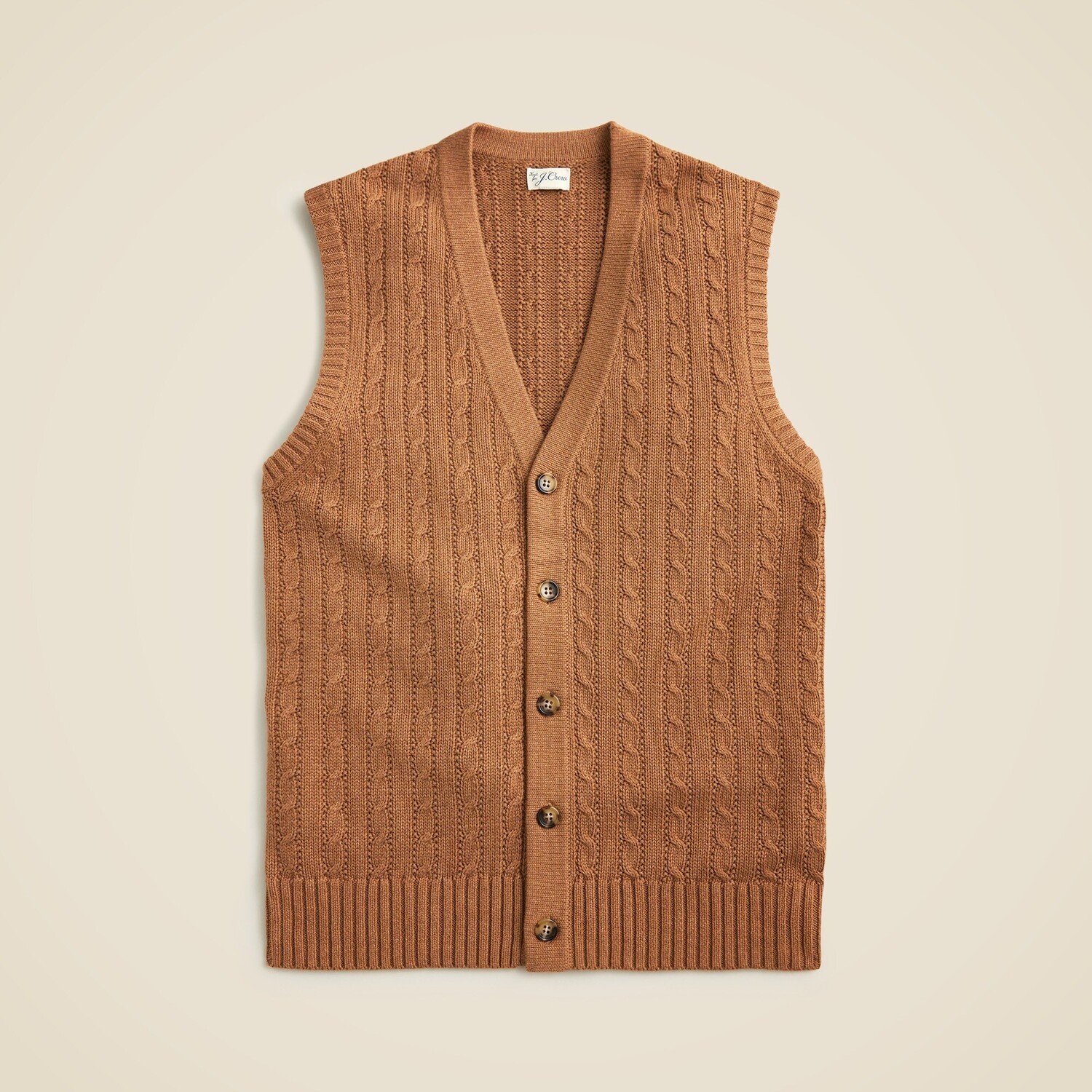 Кардиган-Жилет из хлопка Heritage с косами J.Crew, коричневый