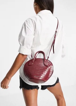 Бордовая сумка на плечо с ручкой сверху и отделкой под кожу крокодила Rebecca Minkoff-Фиолетовый цвет