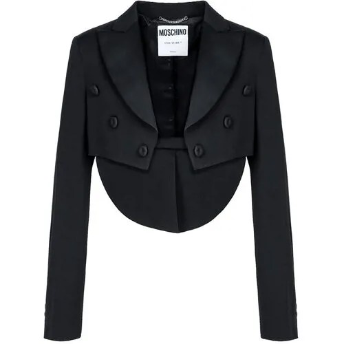 Пиджак MOSCHINO, укороченный, размер 46, черный