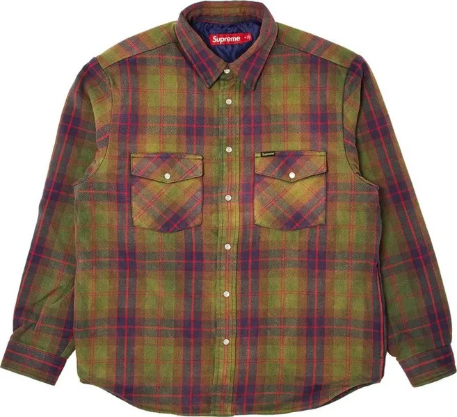 Рубашка Supreme Quilted Flannel Snap 'Green', зеленый