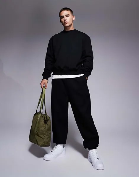 Черные джоггеры премиум-класса ASOS DESIGN плотностью 400 г/м²