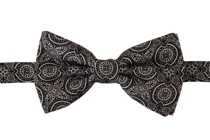 Галстук-бабочка DOLCE - GABBANA Черный, белый, 100% шелк, папийон с регулируемым воротником. Рекомендуемая розничная цена: 300 долларов США.