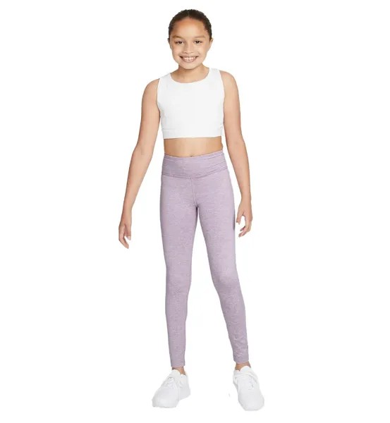 Леггинсы с высокой посадкой Nike Girls Dri-FIT One Luxe в цвете Plum Fog/Pure/White