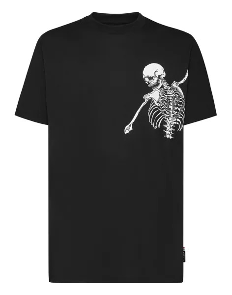 Футболка из джерси с круглым вырезом SS Skeleton Philipp Plein, цвет Black / White