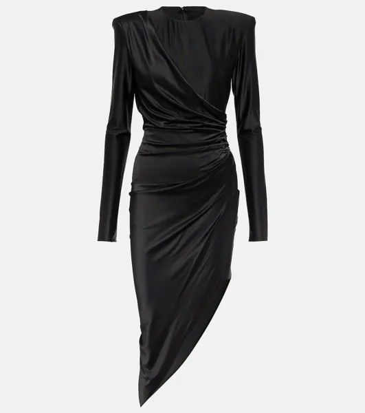 Мини-платье асимметричного кроя из джерси с драпировкой ALEXANDRE VAUTHIER, черный