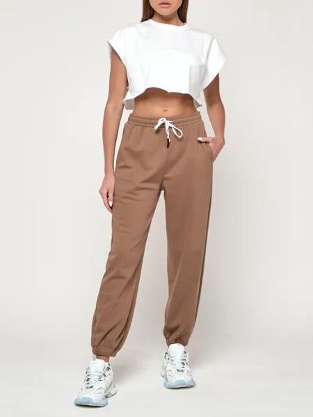 Спортивные брюки женские NoBrand AD053 коричневые 50 RU