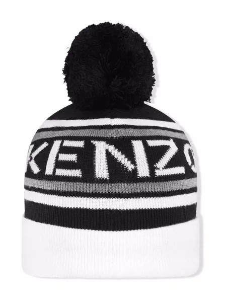 Kenzo Kids шапка бини с логотипом и помпоном