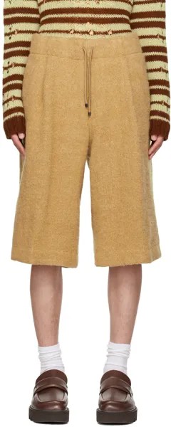 Бежевые шорты со складками Dries Van Noten