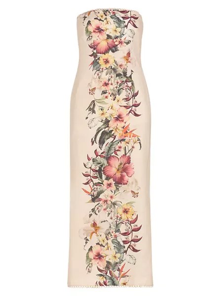 Льняное платье макси с цветочным принтом Lexi Zimmermann, цвет ivory palm