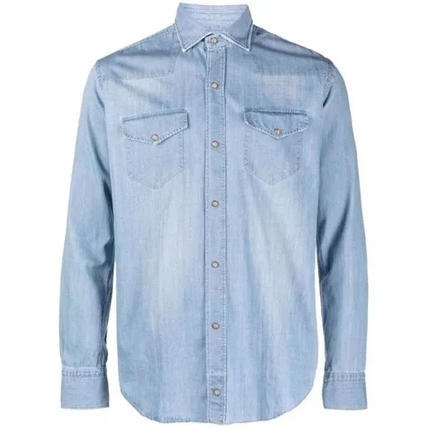 Футболка texas long-sleeve chambray denim shirt Eleventy, синий
