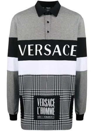 Versace рубашка поло в ломаную клетку с логотипом