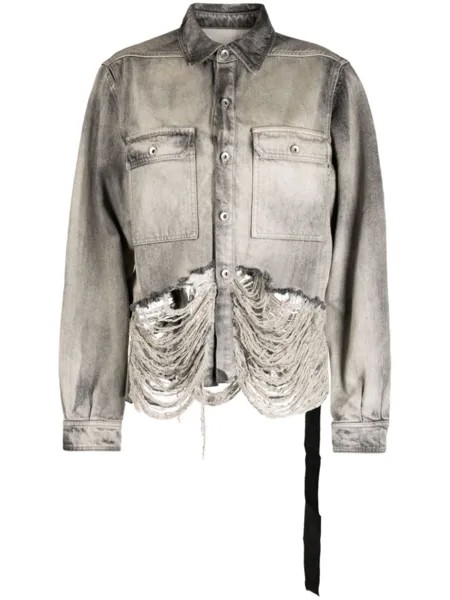 Rick Owens DRKSHDW джинсовая рубашка с эффектом потертости, серый