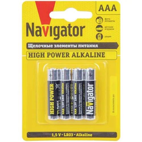 NAVIGATOR Элемент питания алкалиновый 94 751 NBT-NE-LR03-BP4 (блист.4шт) Navigator 94751