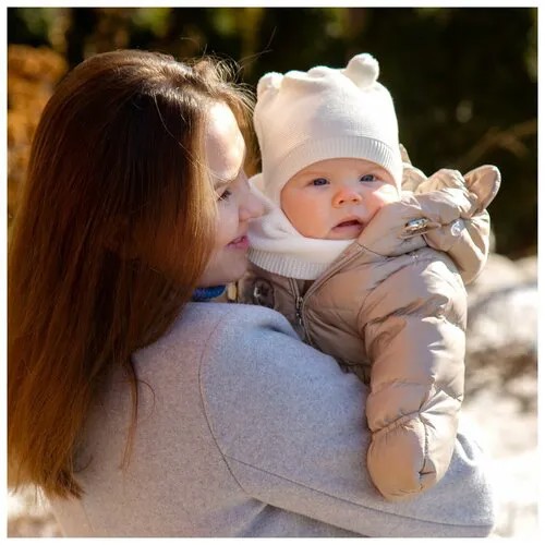 Шапка Amarobaby, размер 42, бежевый, серый