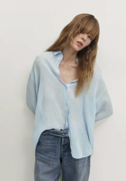 Блузка-рубашка Massimo Dutti, цвет light blue