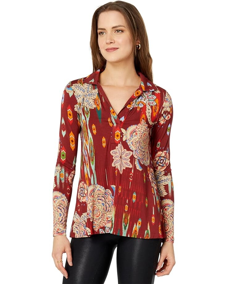 Поло Johnny Was Feather Long Sleeve Swing, цвет Multi