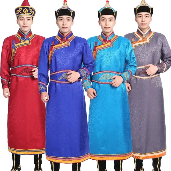 Традиционная монгольская мужская одежда вышитый халат мужские этнические костюмы для гостиной Свадебный халат Восточная Мужская сценическая одежда