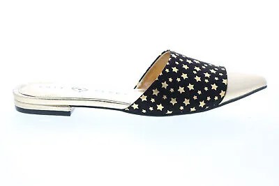 Katy Perry The Tarin Womens Gold Black Canvas Slip On Mule Flats Shoes 5