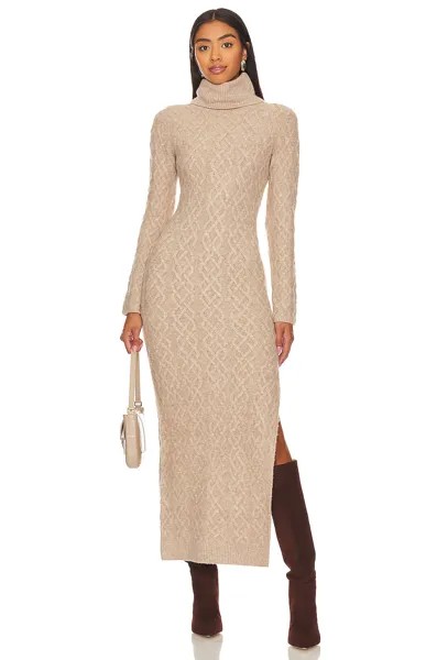 Платье макси L'Academie Maxi Cable Knit Sweater Dress, цвет Taupe