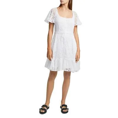 Женское белое повседневное платье с круглым вырезом French Connection 4 BHFO 4741