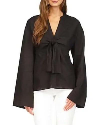 Michael Michael Kors Твердая блузка с завязкой спереди, черная, размер L