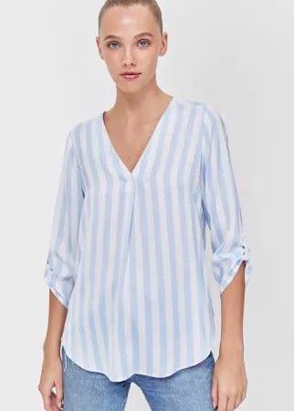 Stradivarius Рубашка В Полоску С Рукавами 3/4 Небесно-Голубой M