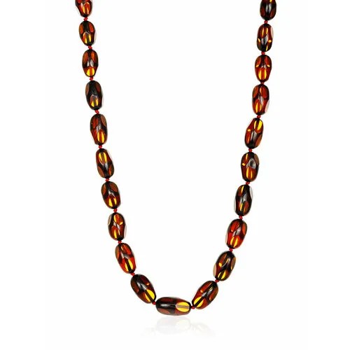 Бусы AmberHandmade, янтарь, длина 44 см, бордовый, желтый