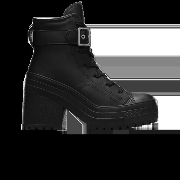 Кроссовки Chuck 70 De Luxe Heel Leather High, цвет Buckle - Triple Black