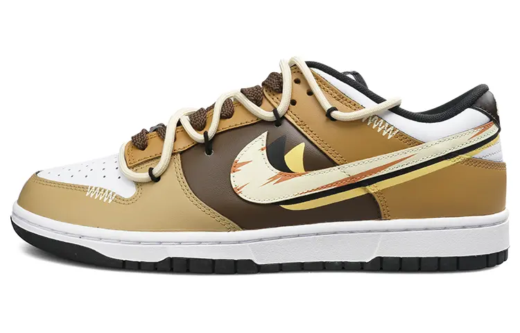 Кроссовки Nike Dunk Skateboarding Shoes Unisex Low-top White, цвет Coffee