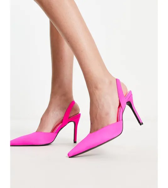 Гламурные туфли на каблуке с ремешком на пятке розового цвета Glamorous