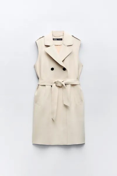Тренч Zara Long Faux Suede, кремовый