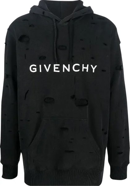 Худи Givenchy Classic Fit Hole Hoodie 'Black', черный