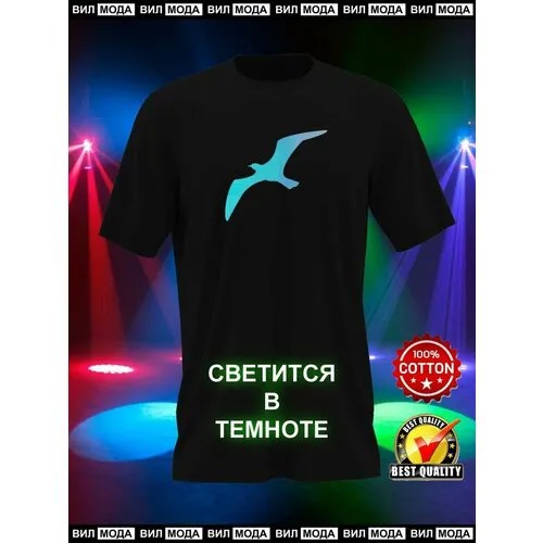 Футболка VilModa Ласточка черная с бархатистым принтом XL