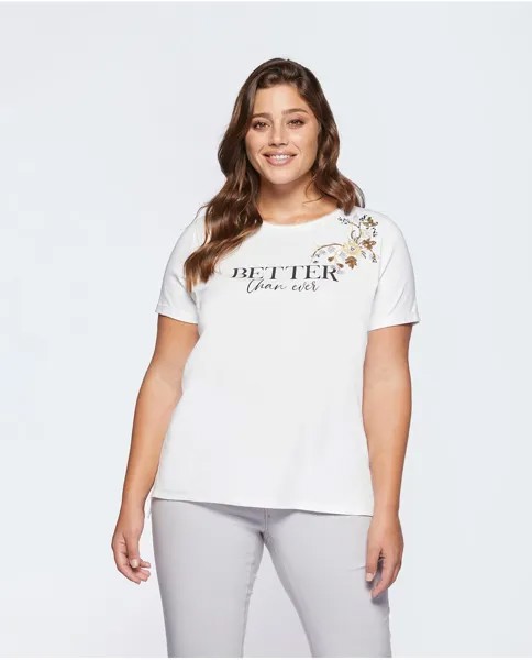 Женская футболка с короткими рукавами и вышивкой Fiorella Rubino, белый