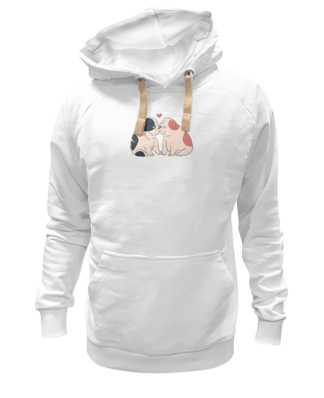 Худи Printio Мопсики белое 2XL