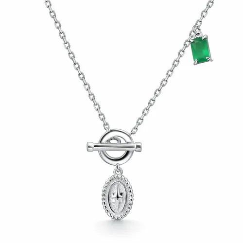 Колье Diamant online, серебро, 925 проба, агат, длина 45 см., бирюзовый