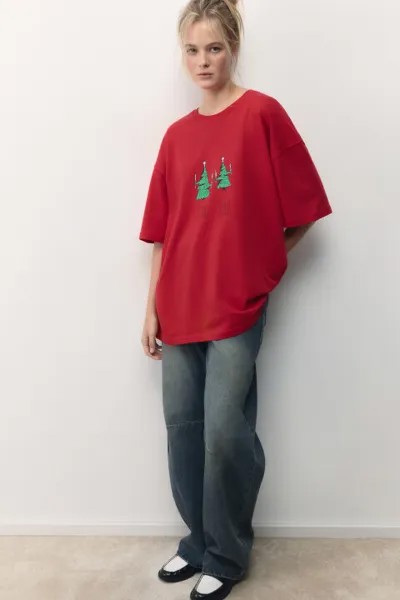 Футболка oversize с новогодним принтом