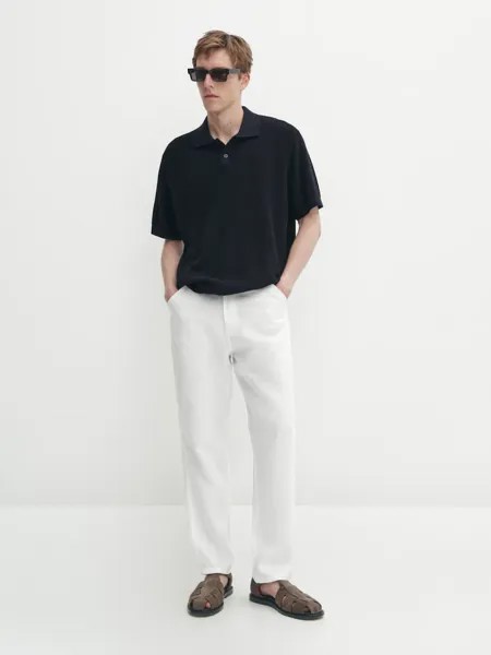 Трикотажная рубашка-поло с короткими рукавами Massimo Dutti, синий
