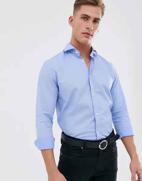 Хлопковая рубашка классического кроя Selected Homme-Синий