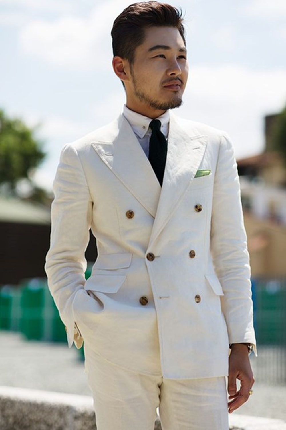 (Блейзер + брюки) костюм мужской классический на заказ Slim Fit цвета слоновой кости серый двубортный однотонный костюм из 2 предметов Нотч лацкан друг жениха смокинг куртка брюки комплект 2 шт.костюм для похудения