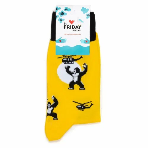 Носки St. Friday Мужские носки с надписями и рисунками St.Friday Socks, размер 38-41, черный, желтый