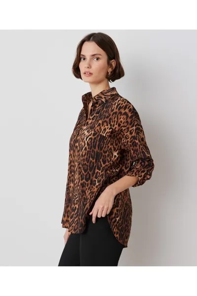 Блузка с леопардовым узором İpekyol, коричневый
