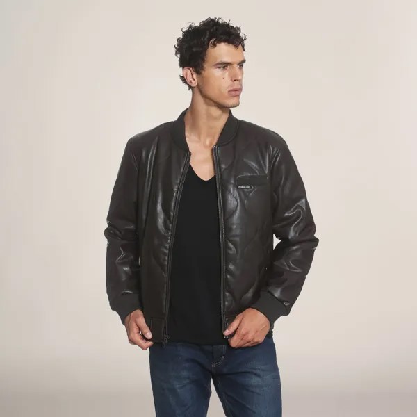 Мужской овальный стеганый бомбер из искусственной кожи Members Only, цвет Dark Brown