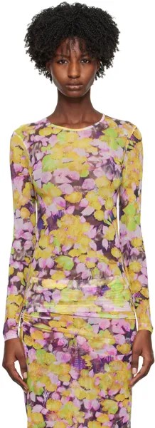 Желтая футболка с длинным рукавом с принтом Dries Van Noten