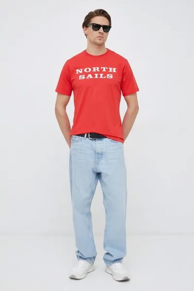 Хлопковая футболка North Sails, красный